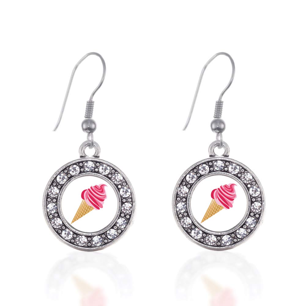 Inspired Silver - Silver Circle Charm French Hook Drop Earrings with Cubic Zirconia Jewelry