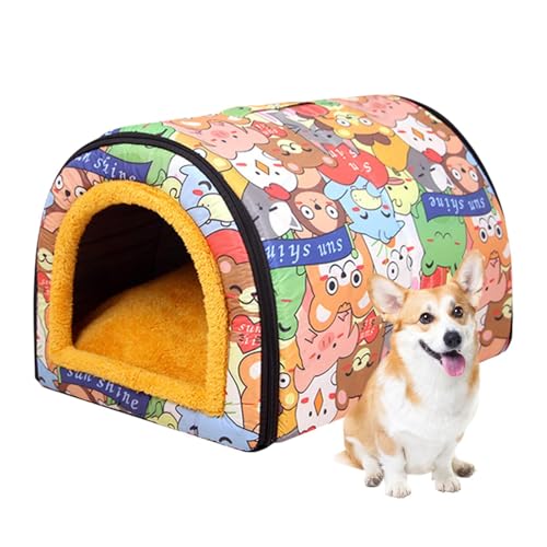 野良猫シェルター - ジッパー付き屋外防水犬小屋猫ハウス、取り外し可能で洗える猫ハウス | ハンドルデザイン&滑り止め&耐寒性 ト用寝袋 ペットベッド キャットハウス ドッグハウス - M