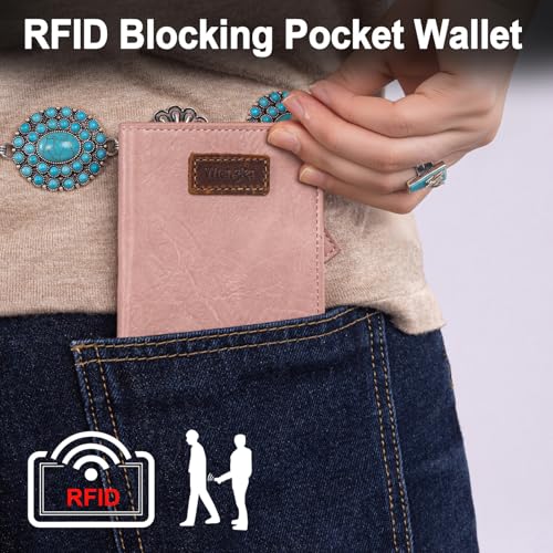 Image of Montana West X Wrangler Womens Wallet Small Pink Mini Wallet Card Cases Money Organizer for Female Ladies with Rfid Lining and A Coin Purse