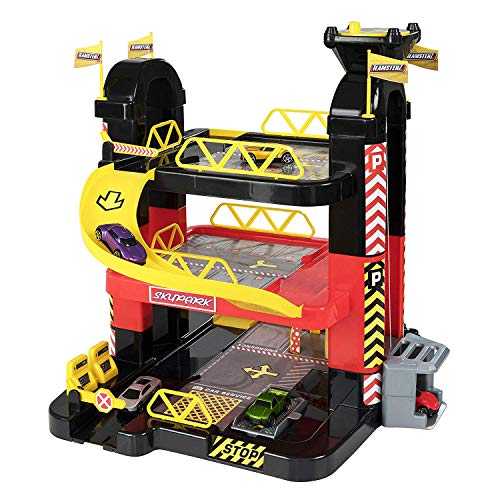 CYP BRAND Teamsterz 1416475 3 Spielset 3-stöckiges Parkhaus mit 5 Autos, für 3–6 Jahre