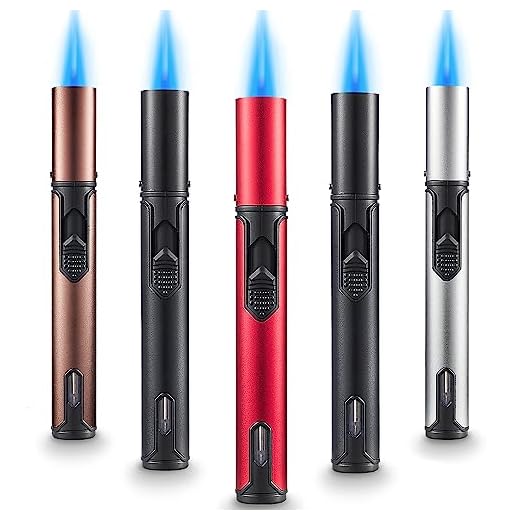 5 Pack Butane Torch Lighter, Urgrette 6-inch Refillable Pen Lighter Pencil Torch Lighter Adjustable Jet Flame Butane Lighter for Grill BBQ Candle Camping (Gas Not Included)