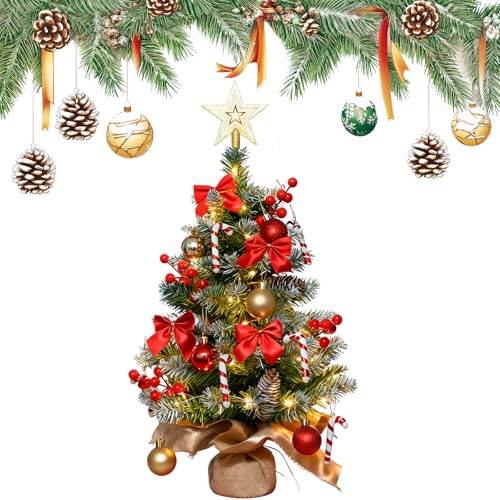 Mini Weihnachtsbaum, 60cm Kleiner Weihnachtsbaum mit LED Beleuchtung...