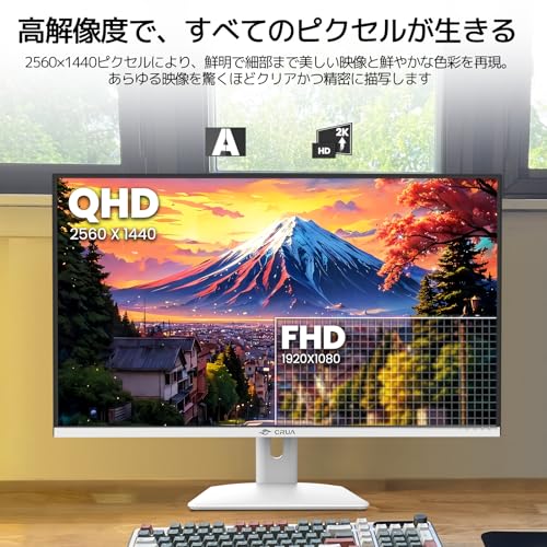undefined CRUA モニター 32インチ QHD (2560*1440) IPSパネル 2K 120%sRGB 16:9 75Hz PCモニター 省スペース設計 傾斜調整 壁掛け対応 スピーカー内臓 の商品画像 3