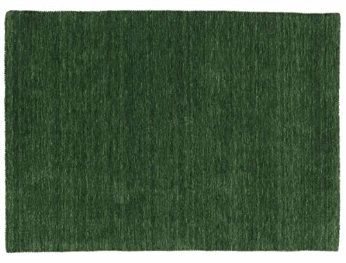 RUG PRINCE Wollteppich Gabbeh Uni 40x60 Handgewebt Grün Einfarbig Handarbeit Zimmer