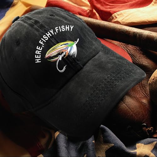 Image of Fishing Adjustable Cotton Baseball Cap, Funny Trucker Hat Gift for Men Women Grandpa Dad Fishing Lover Fisherman
