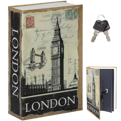 Diversion Book Safe with Key Lock Parrency Hidden Safe Box of Classical Design Medium London 9 1/2 x 6 x 1 1/3 SBH-M015