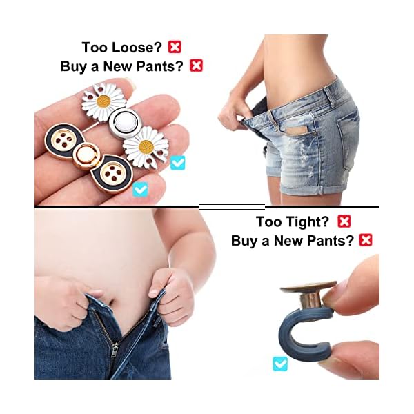 15PCS Pant Expander Button, Adjustable Waist Extender Button for Men and Women, Metal Collar Extenders for Men Dress Shirts,Jeans, Trouser, 5PCS Sewing Flexible Waist Button for Women - Image 4