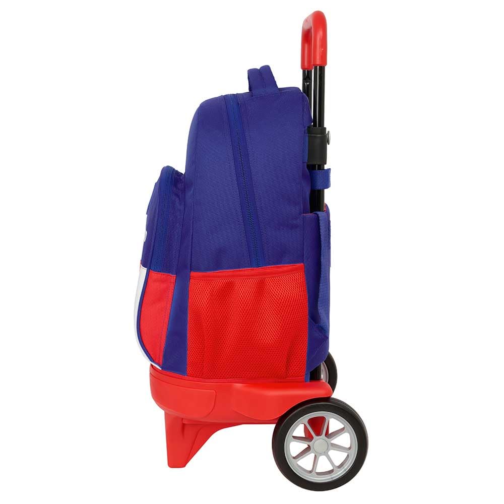 Safta | Mochila Grande con Ruedas Atlético de Madrid Compact Evolution Extraíble, Carro Integrado 93 cm, Espalda y Hombreras Acolchadas, Portabotellas, Bandeja PVC, Medidas 33x22x45 cm