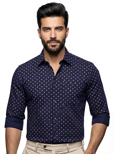 Image of Amazon Brand - INKAST Men's Printed Cotton Shirt | Full Sleeve | Regular Fit | Comfortable Formal Stylish Shirt for Men | Man Shirts for Professional Look