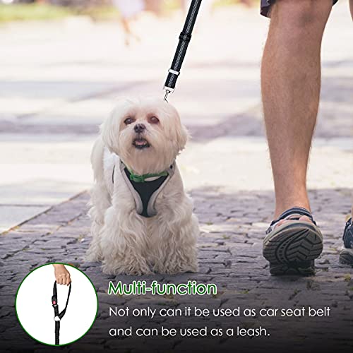 URAQT Hunde Sicherheitsgurt,2 Stück Anschnallgurt Auto mit Universalstecker Hundesicherheitsgurt mit Elastischer Ruckdämpfung und Starke Karabiner 2 in 1 Verstellbares 64-79cm Hundegurt fürs Auto