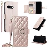 Vokpok Google Pixel 9a ケース 手帳型 高級PUレザー おしゃれグーグルピクセル 9A 財布型 ケース 強力マルチカード収納 手首ベルト、斜め肩ベルト両用 Pixel 9A スマホケース スタンド機能付き 耐衝撃 耐摩擦 全面保護 おしゃれ小香風 人気上品な シンプル気質 ギフトピクセル9a対応 6.3インチ, ローズゴールド