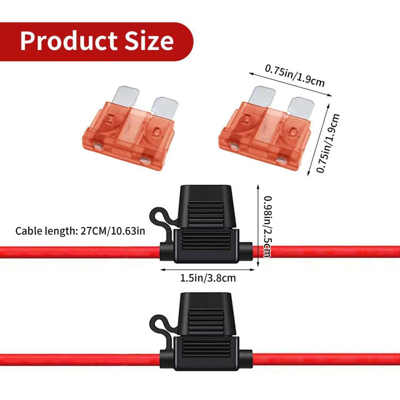 12V Inline Fuse Holder Blade Fuse – 2 Pack 10A Waterproof Automotive Fuse Holder Kit 16 AWG Wiring Harness for Car, Truck, Motorcycle, Boat Easy Install Circuit Protection for DIY Electrical Projects - 3