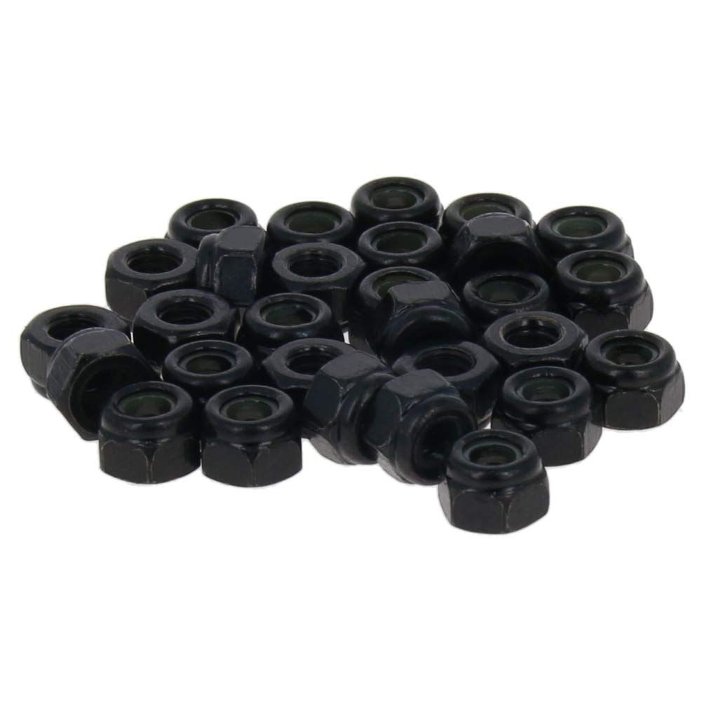 MroMax M4 x 0.7mm Nylon Insert Hex Lock Nuts, Carbon Steel Black Zinc Plated, Pack of 50