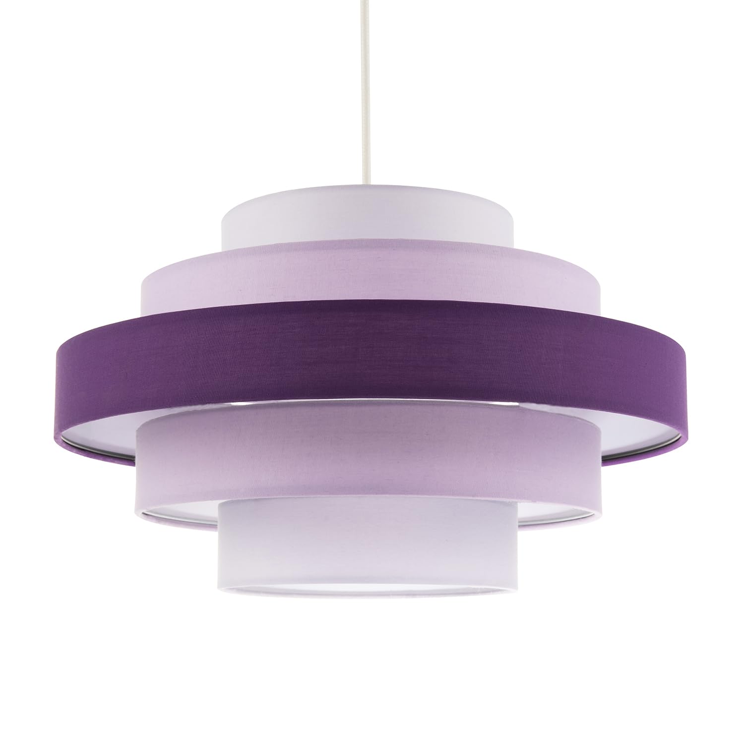 Five Tier Pendant Shade with Various Purple and Lilac Cotton Rings by Happy H...