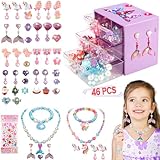 Kids Toys for Ages 5-7 Girls Jewelry Box, Toddler Toys For Girls 8-10, Clip on Earrings Adjustable Rings, Unicorn and Mermaid toy for Pretend Play & Dress up 3 4 5 6 Kids Birthday Christmas Gifts