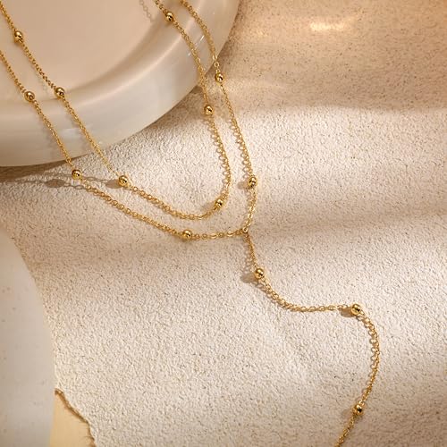 Image of Tewiky Layered Necklaces for Women 14k Gold Plated Chain Necklace Set