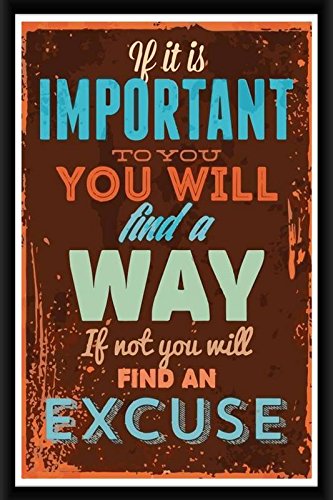 Green Panda®- If it is important to you, you will find a way otherwise you find a excuse Wall Frame Poster Quotes & Motivation Multicolour Digital Printing Framed Poster (8x12 inch)