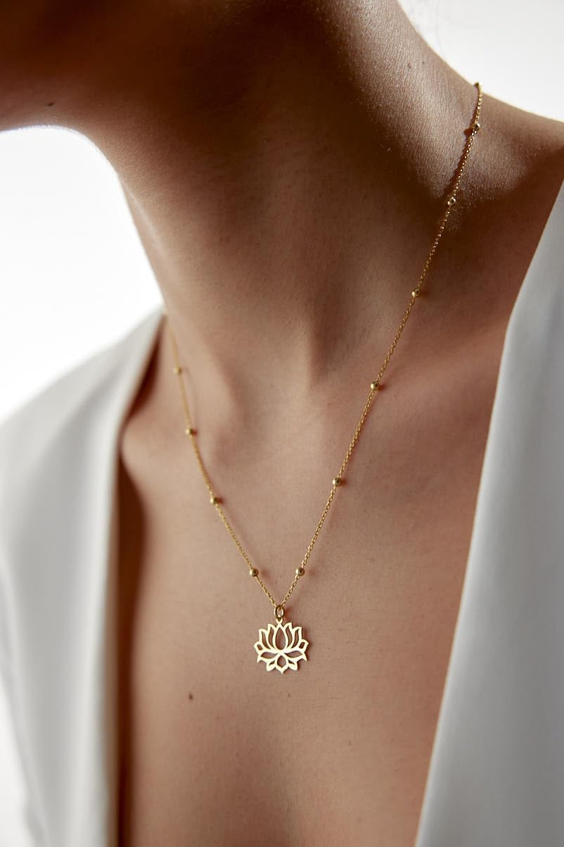 Lotus Flower Necklace. CELEBRITY FAVORITE 18K Gold plated Sterling Silver Minimal and Trendy Jewelry for the perfect GIFT of love - Image 5