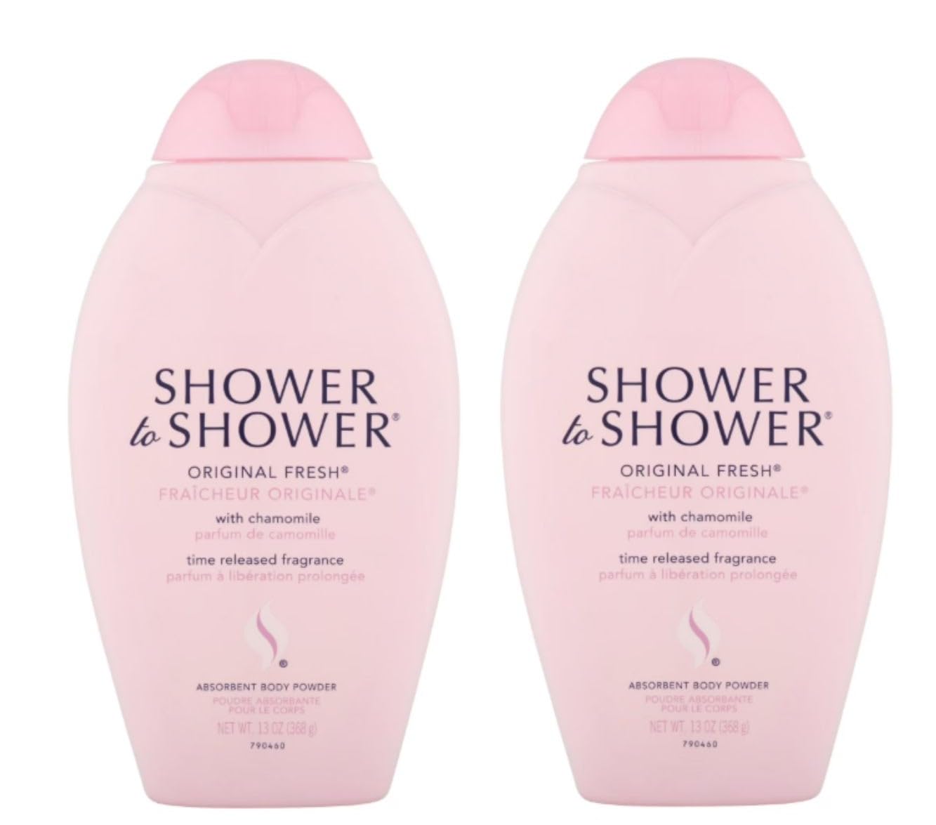 Shower to Shower Absorbent Body Powder, Original Fresh with Chamomile, 13-Ounce Bottles (Pack of 2)
