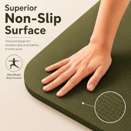 Image of Yoga Mat for Women and Men 6mm with Carry Strap EVA Material Extra Thick Exercise Mat for Workout Yoga Fitness Pilates and Meditation, Anti Tear Anti Slip For Home & Gym Use (Olive, 6mm)