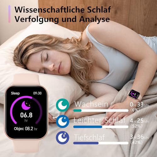 ASWEE Smartwatch Damen Herren, Smart Watch mit Antwort/Dial Anruf, 1.96" Zoll Touchscreen Fitness Tracker mit 147+ Sportmodi, Herzfrequenz, Fitnessuhr mit Blutsauerstoffmessgerät für Android iOS – Bild 6