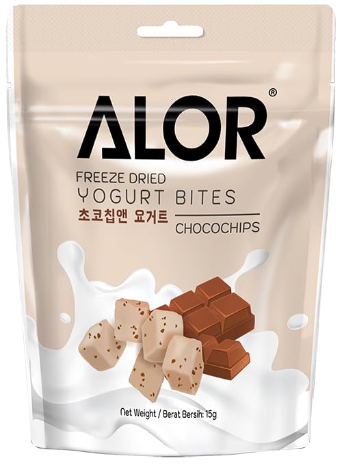 ALOR Freeze-Dried Yogurt Snacks | Variety Pack – 3 Flavors: Strawberry, Orange & Chocolate Chips – Crunchy Yogurt Bites with Real Fruit | Packed with >15 million CFU probiotics per serving– Gluten-Free, Kosher and Halal Certified – (15 Grams x 9 Packs – Variety Pack)