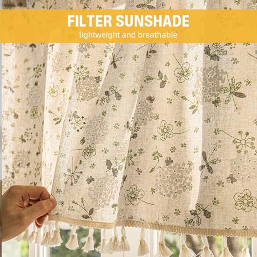 Image of HASTHIP Printed Half Window Kitchen Curtain, Semi Valance for Home Decor