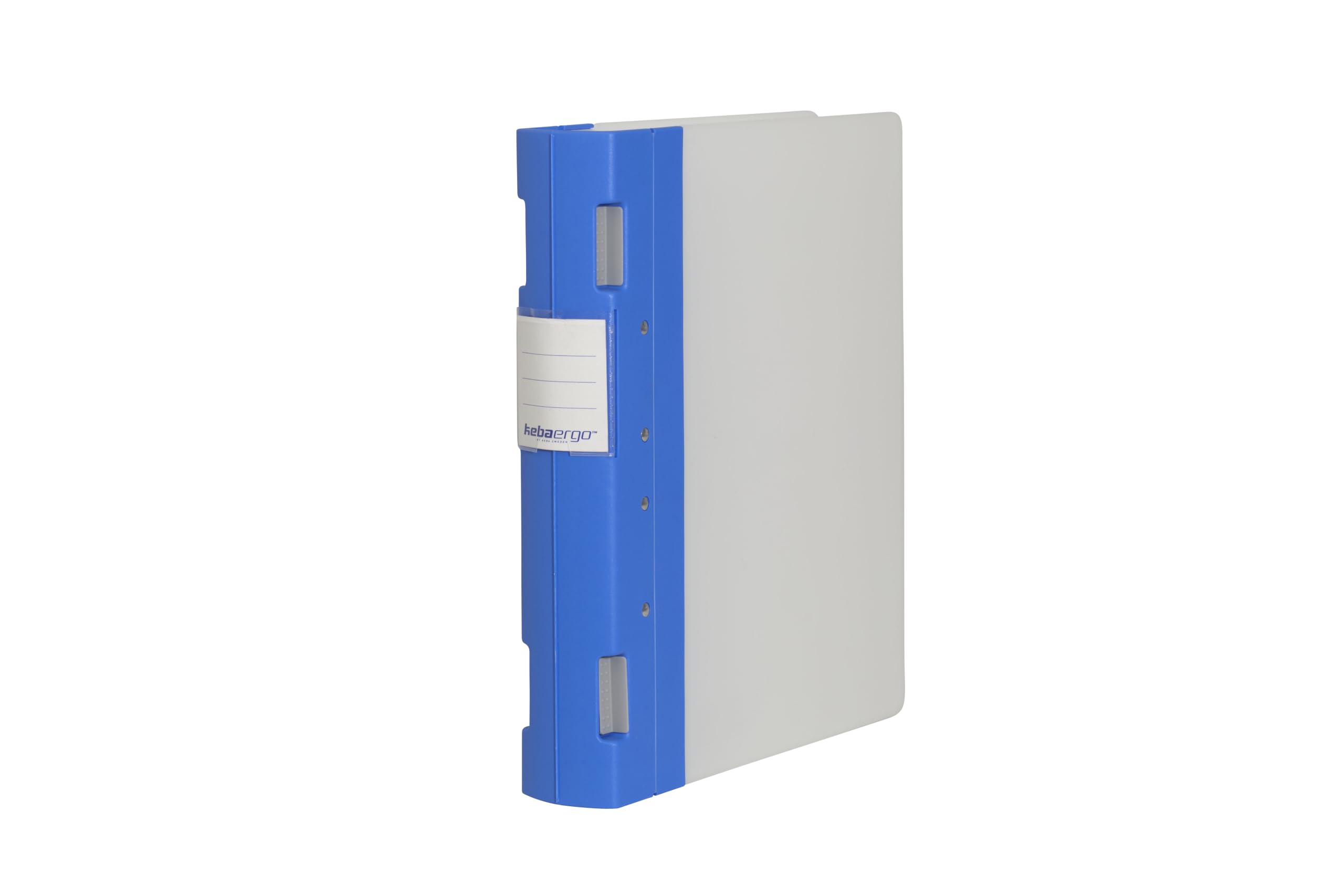 KEBA Ergogrip A4 Plus Ring Binder, Extra Wide 55mm Spine, 4 Ring / 8 Prong, Polypropylene Document Organiser, Holds 480 Sheets, Made in Sweden (Ocean Neutral Opaque)
