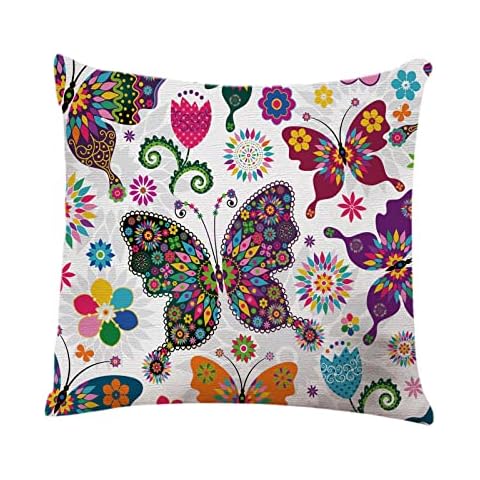 YGGQF Throw Pillow Cover Seamless Spring Pattern Colorful Butterflies Home Decor Pillowcase Cushion Cover 18x18 Inches Cover