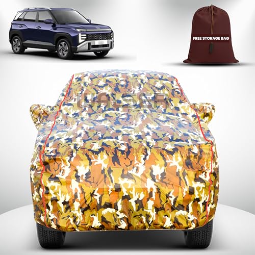 Image of Walser Waterproof Car Cover for Hyundai Venue | All-Weather Full Car Body Protection | with Mirror & Antenna Pocket | Dustproof, Windproof & Anti-Scratch Lining, Camouflage