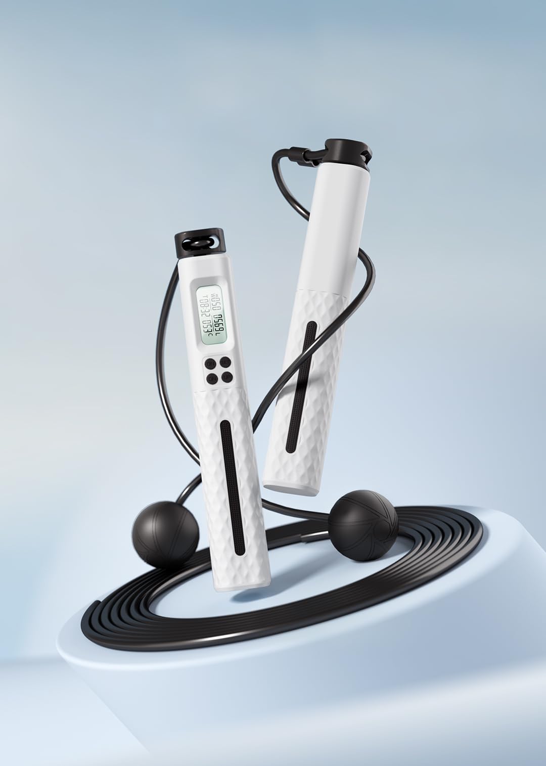 WOLONOW Cordless Counting Jump Rope Fitness Skipping Rope Length Adjustable Rope 2 Ways Ropeless Outdoor Indoor Gym Home Training