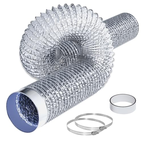 Dryer Vent Hose 4Inch 6.5Ft, Aluminum Foil Ducting Dryer Vent Kit for Tight Space, Flexible Dryer Exhaust Duct Hose for HVAC Ventilation,Grow Tent,Kitchen