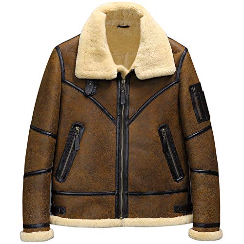 Denny&Dora Mens Shearling Jacket B3 Flight Jacket Sheepskin Aviator Winter Coat Fur Bomber Leather Jacket product thumbnail 8