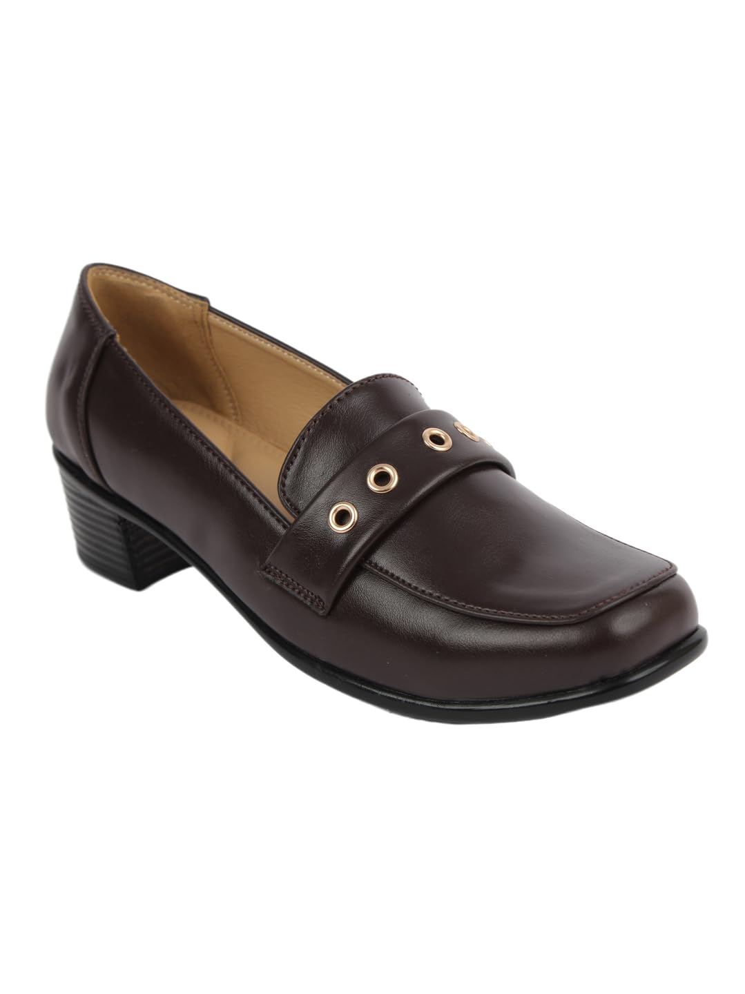 elle ELLEWomen's Classic Modern Comfort Heeled Grommet Loafer-picture-42