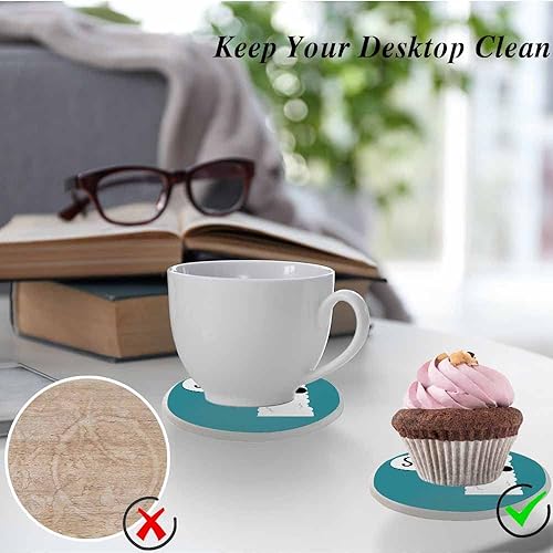Miniatura 5 de oFloral Juego de 2 posavasos absorbentes de alpaca para bebidas, diseño de animales de dibujos animados que usan un lentes de sol, divertidos