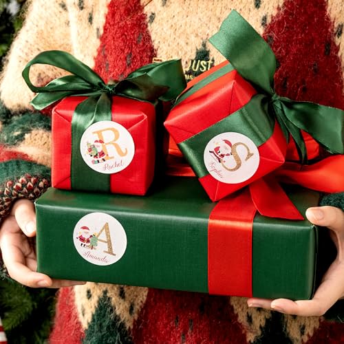 Image of Personalized Christmas Stickers, Custom Name Waterproof Christmas Gift Tags for Gift Box Holiday Decorations, Stockings, Party Favors (Santa Claus Initial 2)