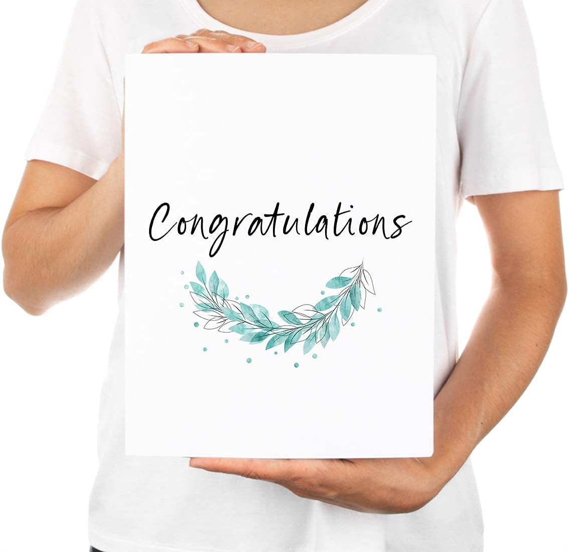 Andaz Press Funny Congratulations Jumbo Card With Envelope, Foliage Design, Engagement, Pregnancy, Graduation, New Home, New Job, Retirement Greeting Card for Her, Women, Friend, 8.5 x 11 inch, 1-Pack