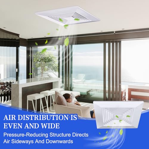 4 unidades de rejilla de ventilación para baño, cubierta de ventilador de techo de 9 x 9 pulgadas, reemplazo de cubierta de ventilación cuadrada para baño, fabricada en plástico con resortes miniatura 6