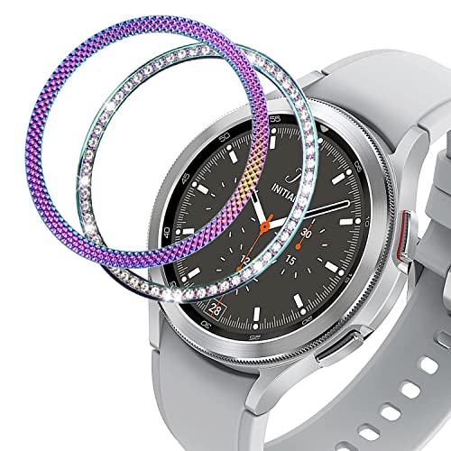 DEALELE Funda compatible con Samsung Gear Sport/Galaxy Watch de 42 mm/Galaxy Watch 4 Classic de 42 mm, diamante brillante + rombo de acero inoxidable bisel de repuesto para mujeres y hombres, paquete