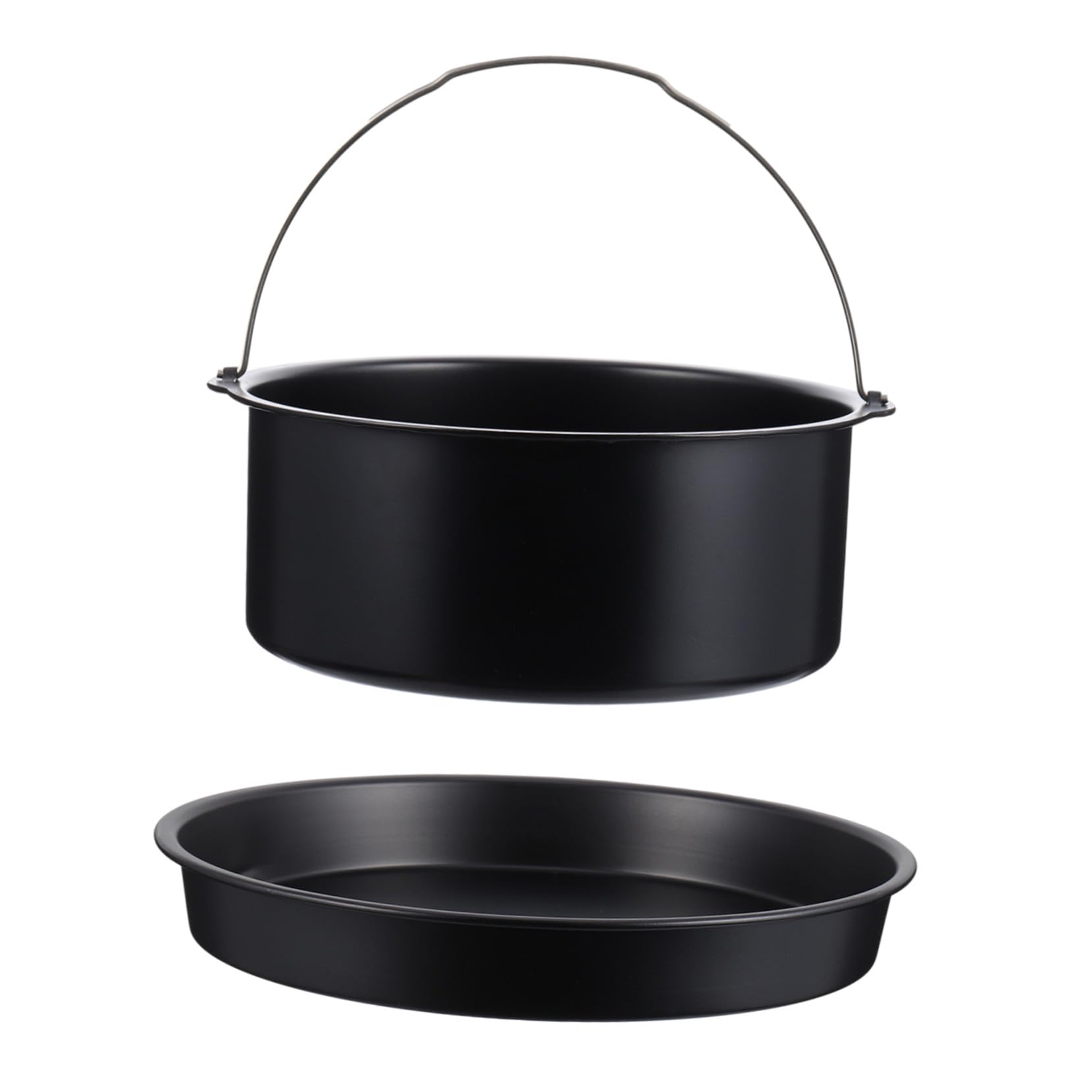 Set de Moules à Gâteau Antiadhésifs en Acier Carbone pour Friteuse à Air, Accessoires Noirs Résistants Haute Température, Cuisine Maison et Hôtel