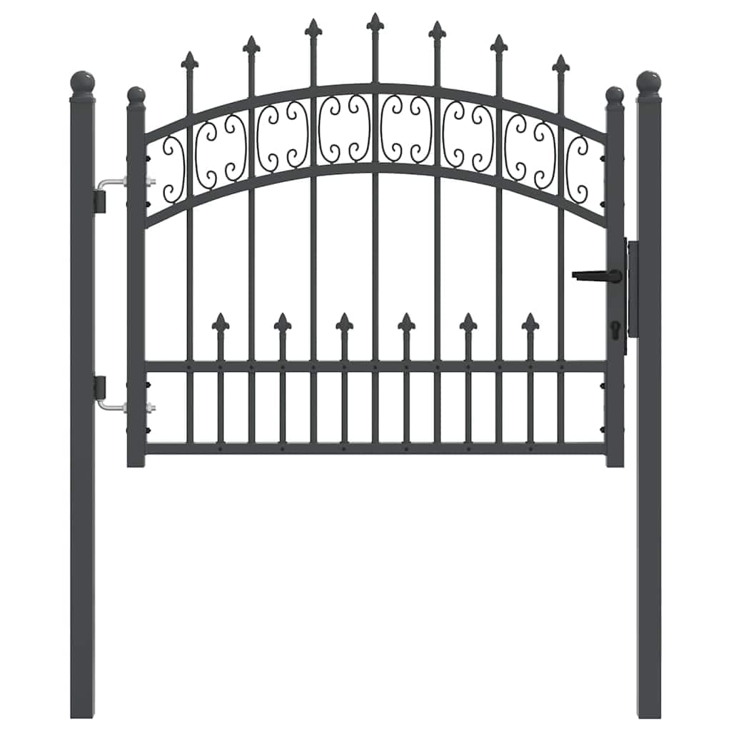 vidaXL Puerta de Cerca con Punta de Lanza KAMPEN 103 x 75 cm Acero, Puerta de cercas tradicionales, seguridad para jardín y terraza, entrada rústica para tu patio