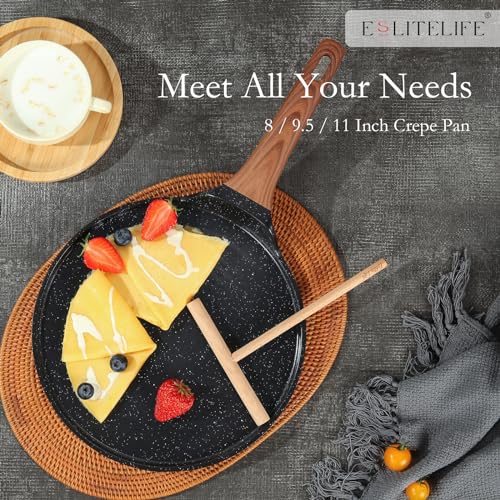 Image of ESLITE LIFE Nonstick Crepe Pan Set with Spreader Induction Compatible, PFOA & PTFEs Free