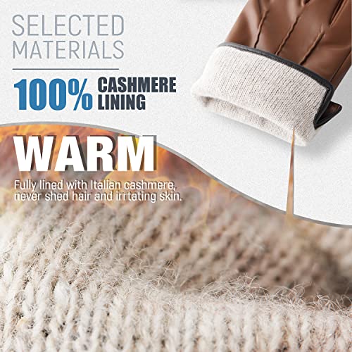 Image of Winter Leather Gloves for Men,Touchscreen Snow Driving Gloves with Cashmere Lining for Motorcycle Driving Riding
