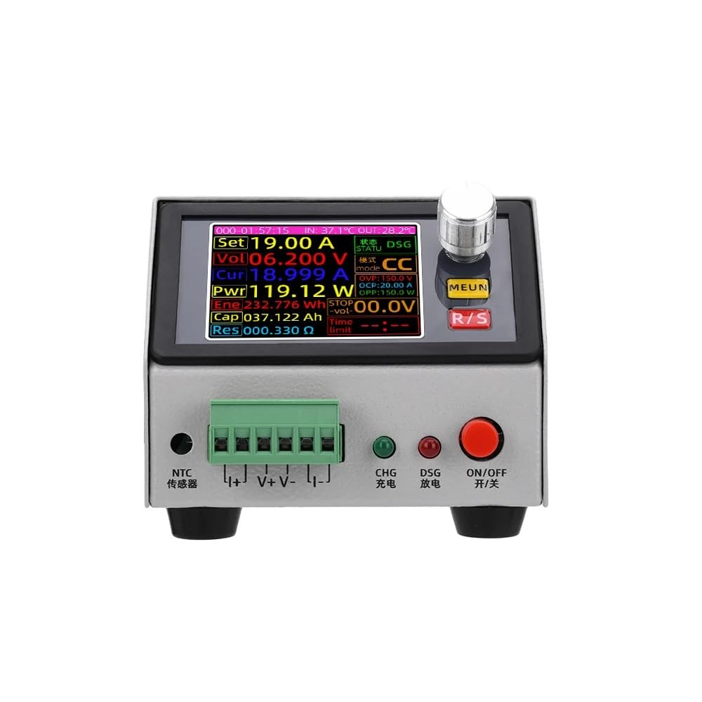 DC 12V 1A 2,4-calowy kolorowy ekran Sterowanie numeryczne Elektroniczny tester obciążenia Stałe napięcie prądu 0~150 V 20 A W