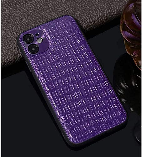 Coque arrière en cuir véritable pour iPhone 11 violet crocodile