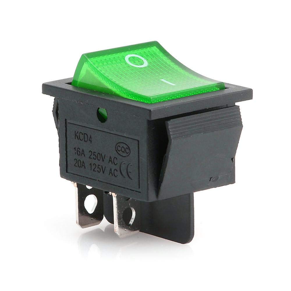 Interrupteur commutateur à bascule vert CD4-201N 250V anti faux-contact