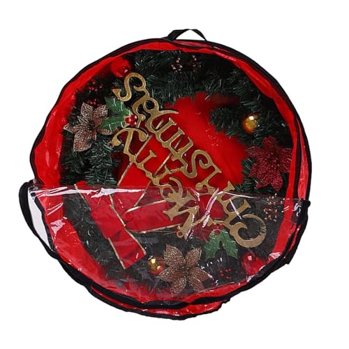 Contenedor de almacenamiento para coronas, bolsa de almacenamiento para coronas de Navidad de PE resistente a la rotura y asas reforzadas para guirnaldas de Navidad y decoraciones navideñas