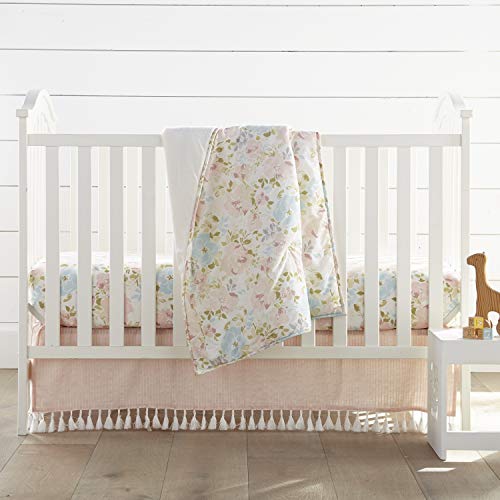 Image of Levtex Baby Nest & Nod Amelia 3pc Bedding Set, Cotton, Pink, (Quilt, Dust Ruffle, Crib Fitted Sheet)