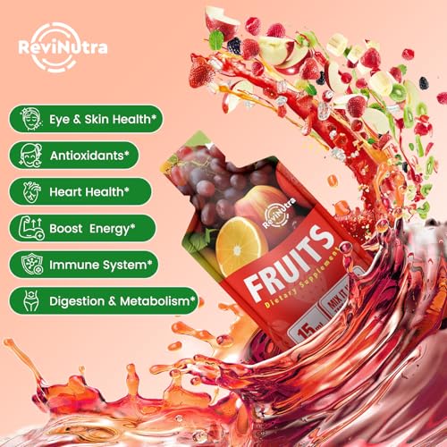 Image of Fruit and Veggies Supplement - 30 Pouches Superfoods & Super Greens for Adults & Kids - Liquid Fruits and Vegetables with Vitamins & Minerals - Support Energy, Detox, Immunity, Digestion & Metabolism
