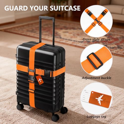Image of BILIONE Cross Luggage Straps and Luggage Tags Set (Blue)